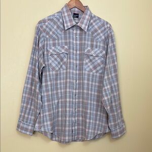 Levi’s | Vintage 1980’s Plaid Western Pearl Snap Front Collared Unisex Shirt XL